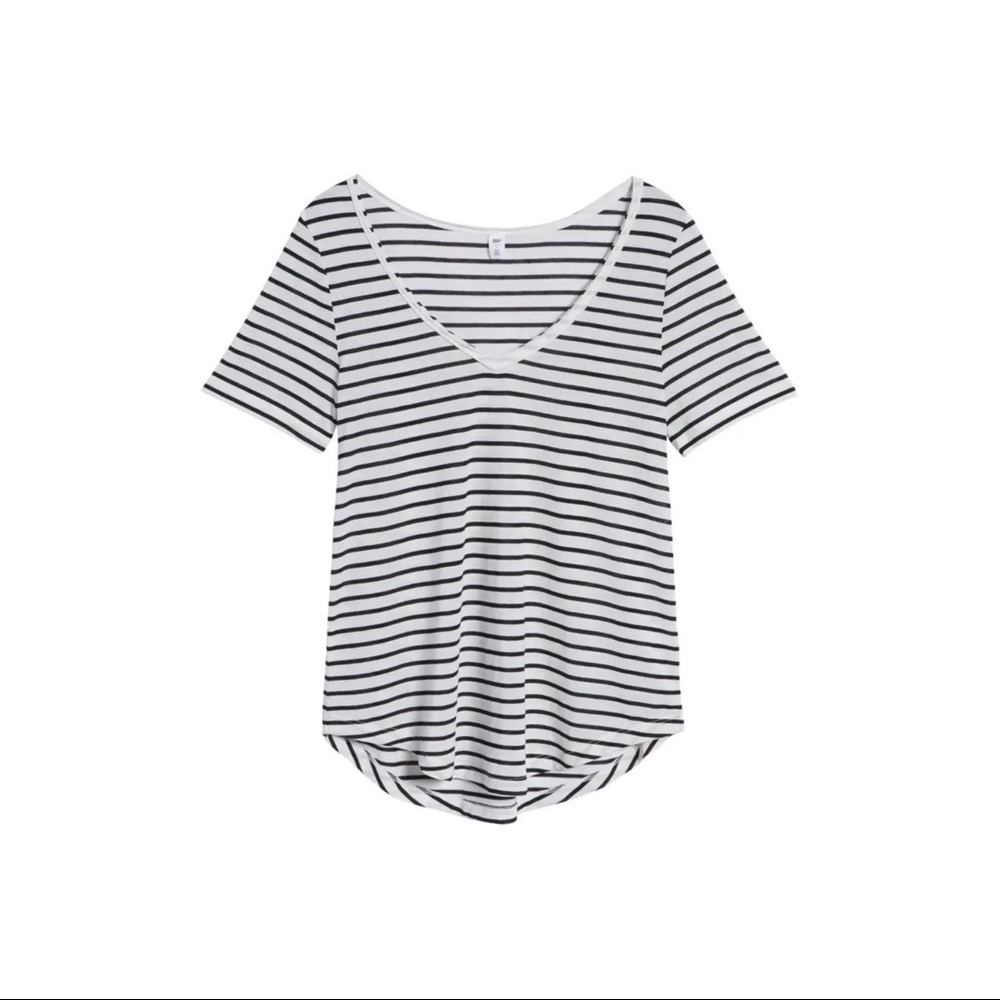 BP Raw Edge V-Neck Tee Black/White Stripe Size Extra Small NWOT - Picture 6 of 6